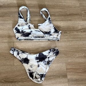 Zaful Black and White Tie-Dye Bikini